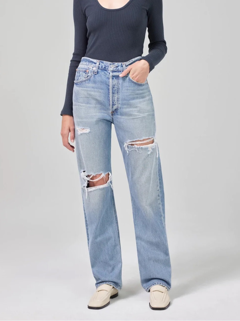 Citizens of Humanity Eva Jeans Distressed High-Rise Straight 29 NWT